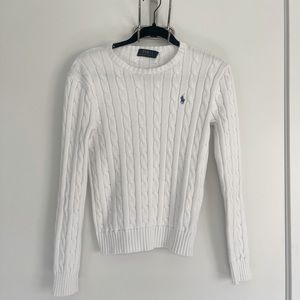 Polo Ralph Lauren White Cable Knit Sweater Size Small